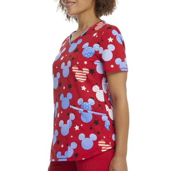 DISNEY patriotic Mickey Mouse scrub top NWOT - Picture 6 of 11